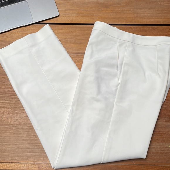 St. John Straight-Leg cotton ankle suiting pants in WHITE - Picture 7 of 7